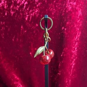 Cherry Keychain with Gold Accents